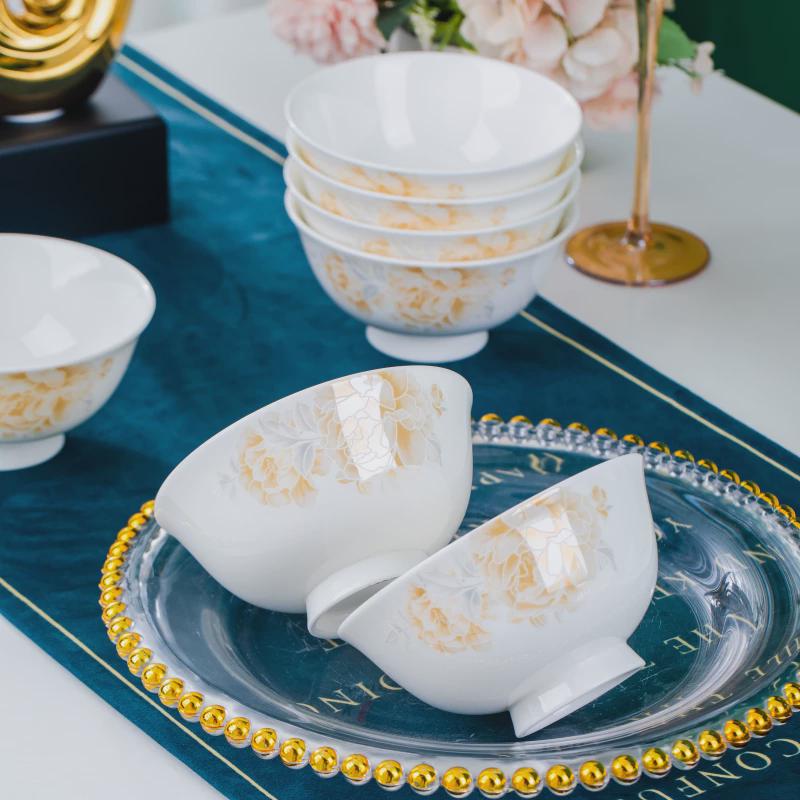 碗家用10个装新款骨瓷防烫吃饭寸碗单个5米饭景德镇陶瓷面碗套装