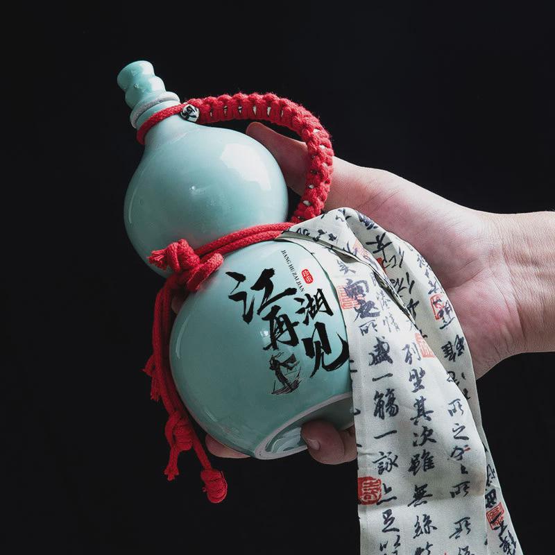 一斤陶瓷酒瓶葫芦酒壶覆古密封酒坛500ml家用窖藏白酒罐空酒瓶子