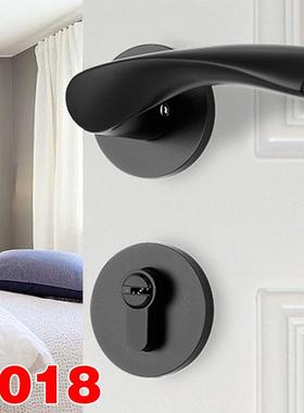 黑色72静音消声时尚无声黑色门锁室内卧室房门锁分体执手木门锁