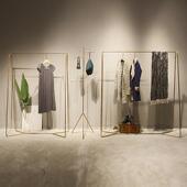 服装 陈列货架子 店展示架不锈钢中岛架买手店专用实心挂衣架落地式