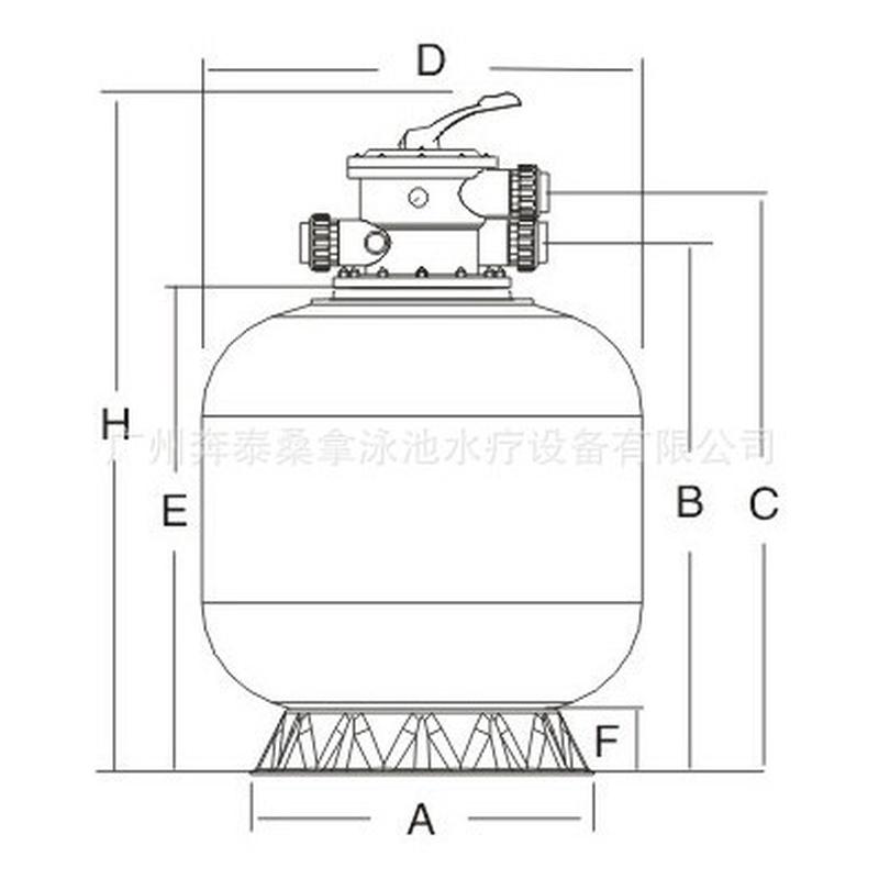 泳池沙缸泳池过滤循环设备玻璃纤维过滤砂缸带多位阀450mm直径