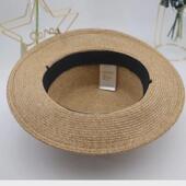 网红草帽女春夏秋街拍出游防晒可调节百搭法式 简约复古平顶小礼帽