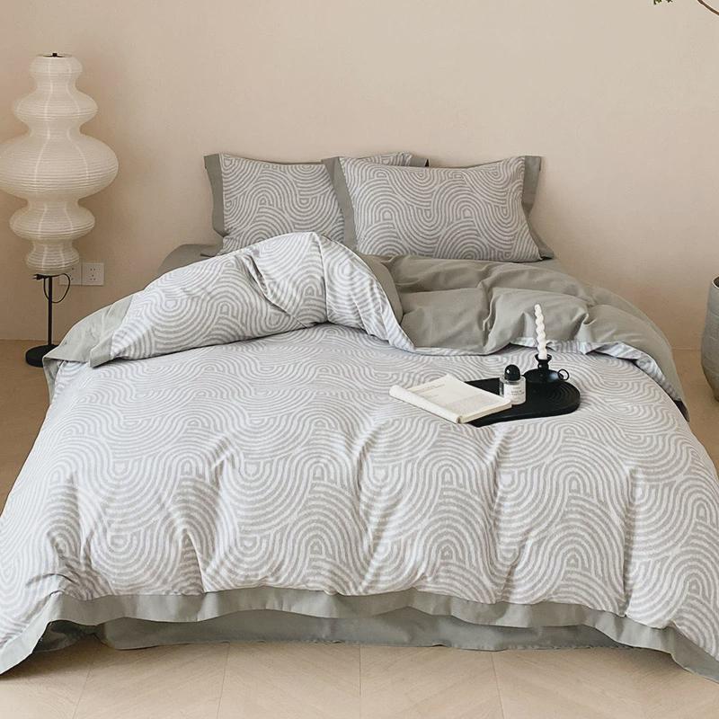 9qxc桔磨毛床单四件套美式植物印花加厚被套床上用品绿秋冬季