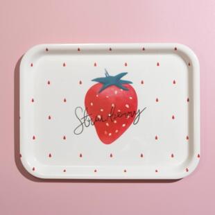 n1cg爱家居心密胺黄梨草莓水果选盘ins星星长方形托盘茶盘水杯收