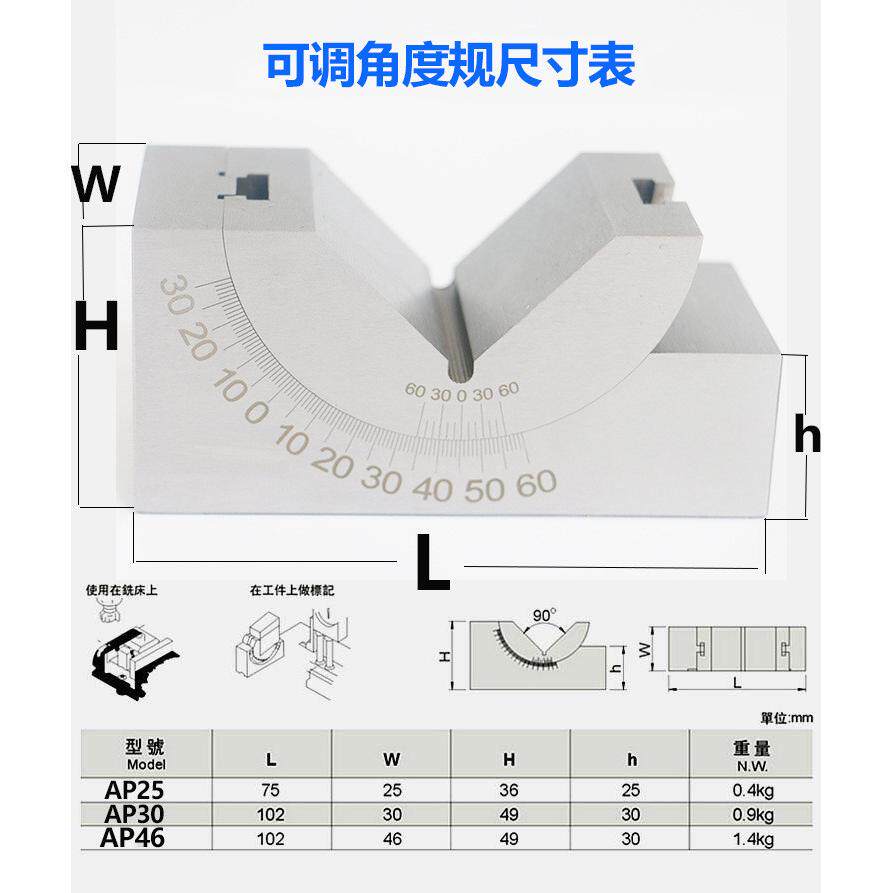 铣床角度规磨床可调角度尺可调工具垫块角度块ap25ap30ap46