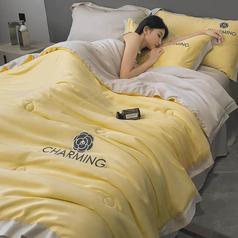 冰丝优品轻奢夏被四件套刺绣夏凉被薄款宿舍单人凉感空调被可机洗,床上用品,化纤被,淘宝优惠券,粉丝福利购,淘宝优惠卷