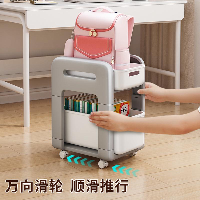 热销k8书架书包置物架书柜桌下落地办公室带移动轮家用书包架书桌