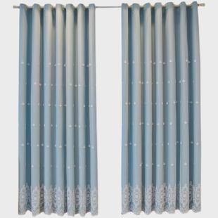 a5l飘窗纱一体双层窗帘遮光布客厅卧室纯色田园简约现代绣花纱帘
