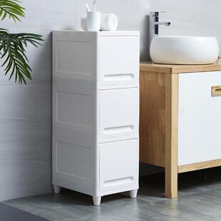 9wor卫生间收纳柜浴室置物柜厕所整落地柜子储物柜窄30cm翻盖塑料