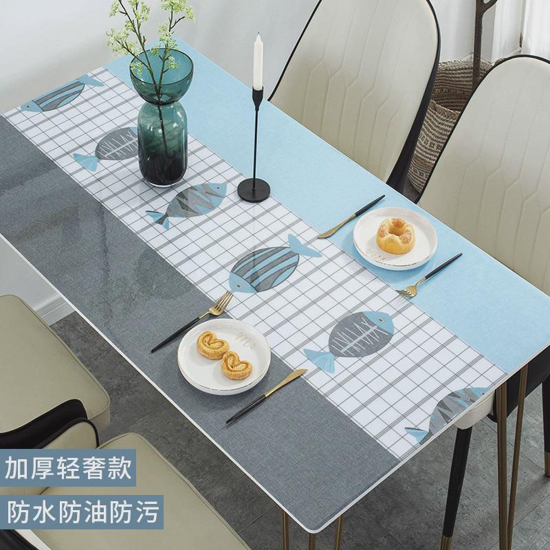 茶几透明玻璃磨砂软质免洗餐桌防水台布桌布黑色PVC塑料桌垫防油