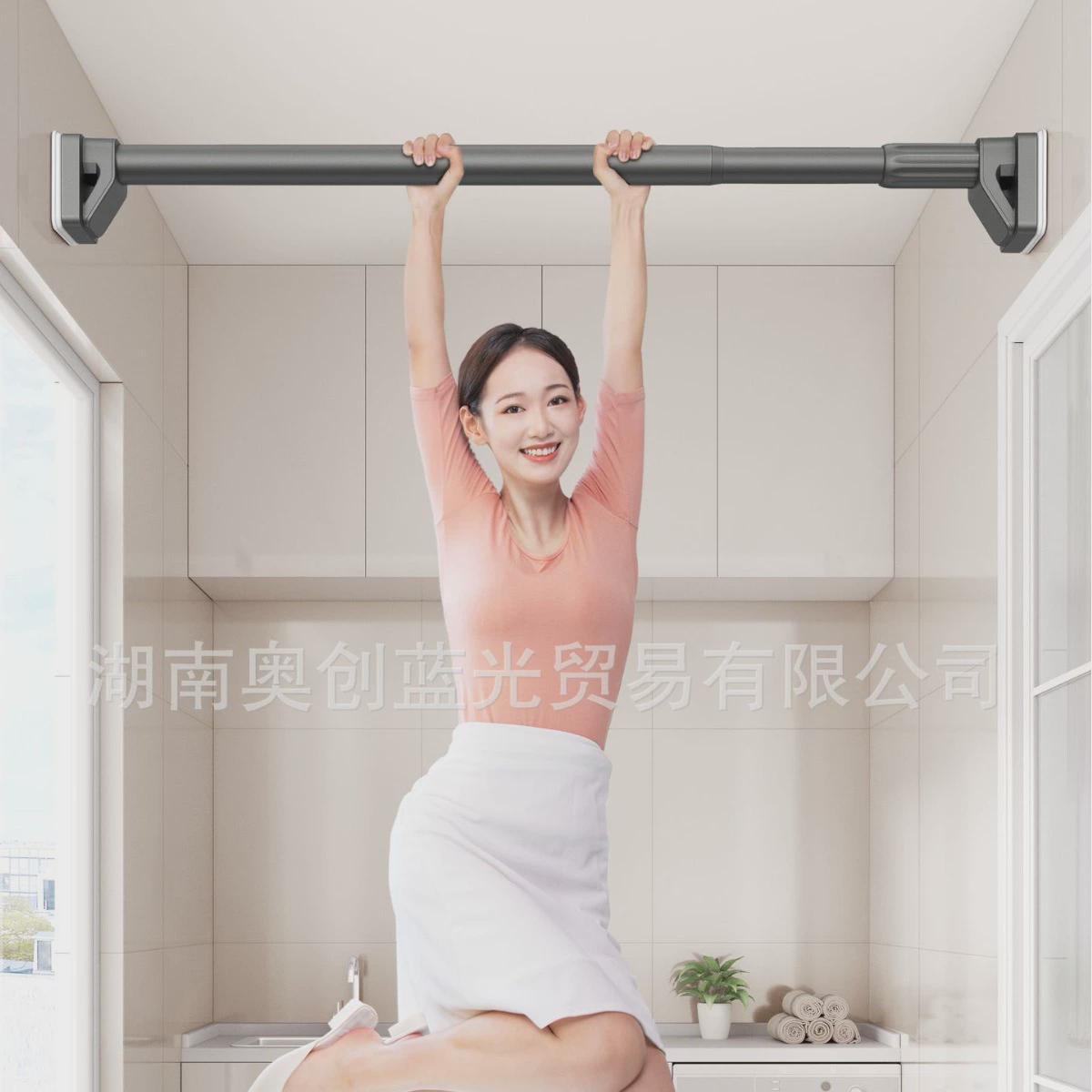 窗帘浴帘免打孔撑杆伸缩杆晾衣可不锈钢免开孔3米4米5米