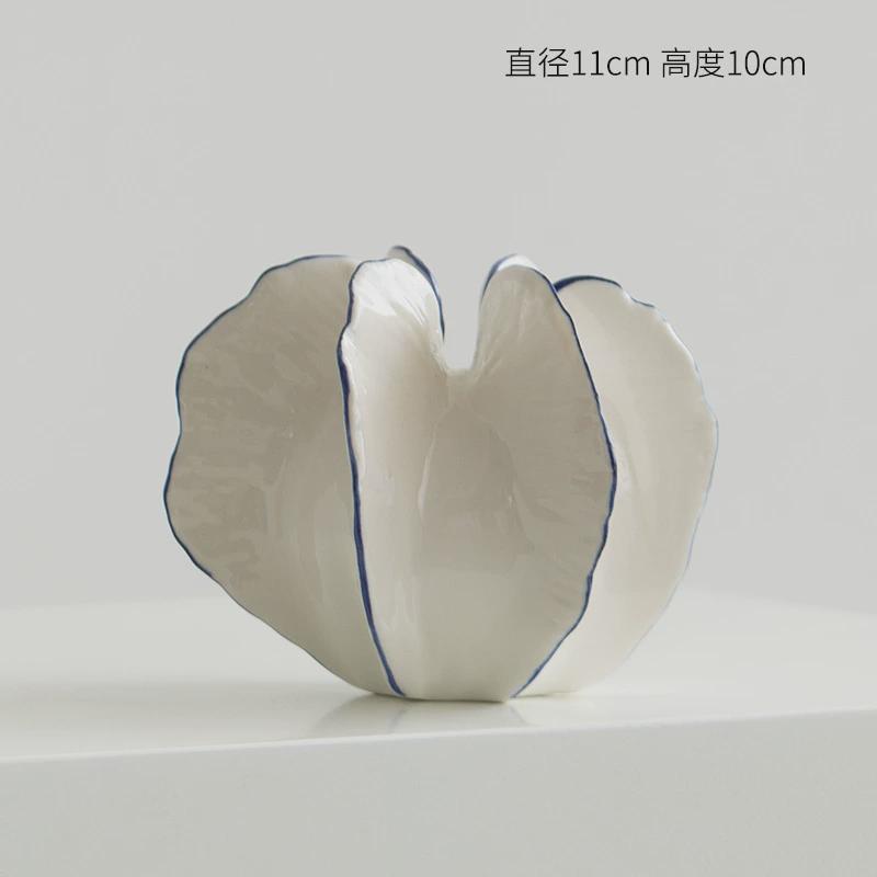 现代简约蓝线条防杨桃花瓶造型家居软装饰摆件桌面插花小口径花器