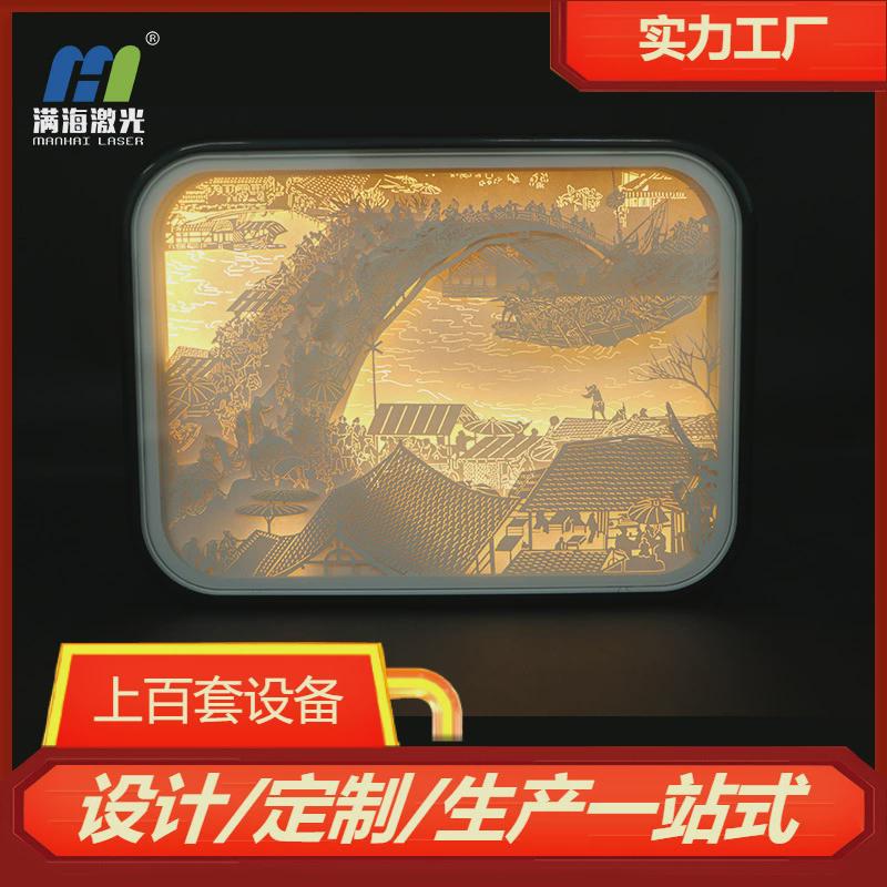 【源头厂家】名画立体纸质纸雕灯清明上河图光影纸雕灯3d镂空纸雕