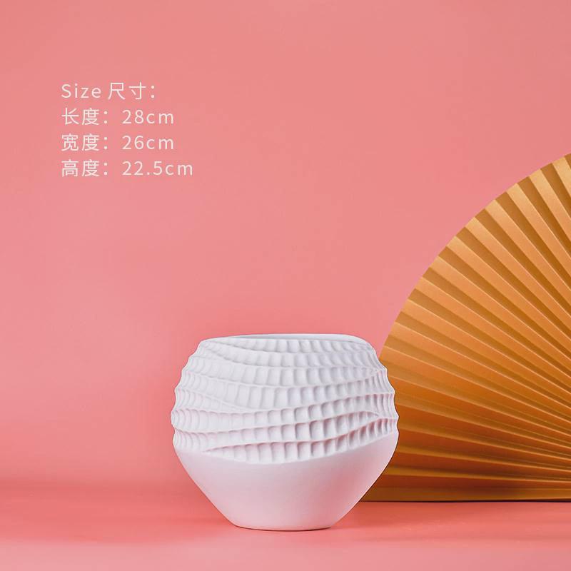 北欧简约白色陶瓷花瓶鹅蛋干花水培插花客厅桌面摆件跳舞兰电视柜