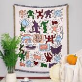 外贸露营毯提花野营垫防潮挂毯卡通风沙发巾线毯多功能沙发毯