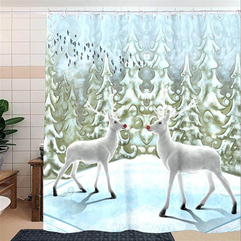 浴帘工厂直销防水防霉圣诞雪鹿窗帘支持代发电商系列,家庭/个人清洁工具,浴帘,淘宝优惠券,粉丝福利购,淘宝优惠卷