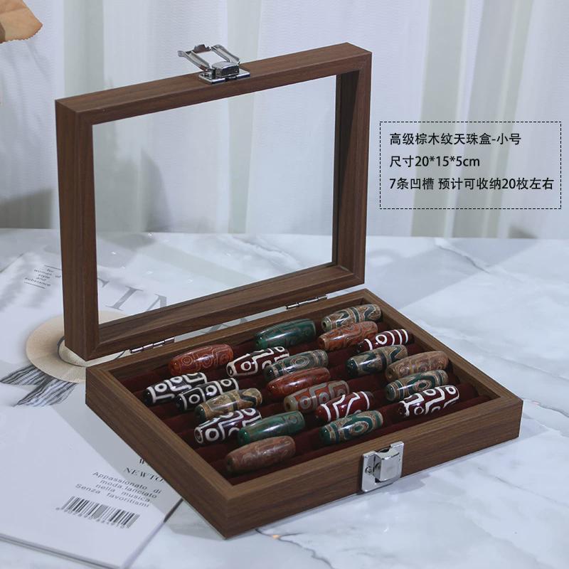 带盖玛瑙天珠首饰收纳盒子大容量裸珠展示天珠看货盘收藏整理盒子