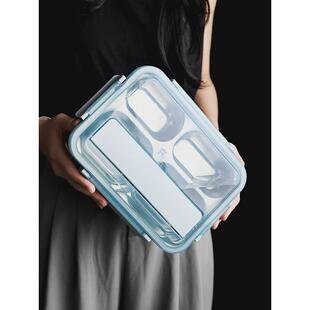 7wlo学生饭盒大容量方便便当食堂打上班族携带分隔保温不锈钢304