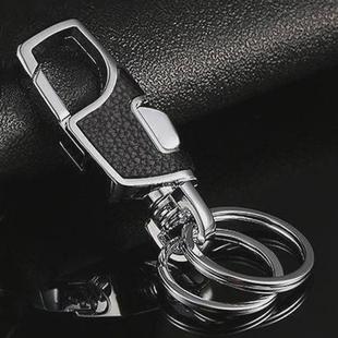 腰挂扣创意金属一按即开锁匙家用防丢汽车钥匙 轻奢皮质钥匙扣男士