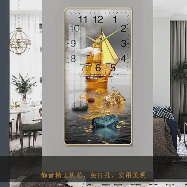 创意时钟餐厅静音挂钟装饰画客厅高级感餐桌轻奢现代简约钟表挂画