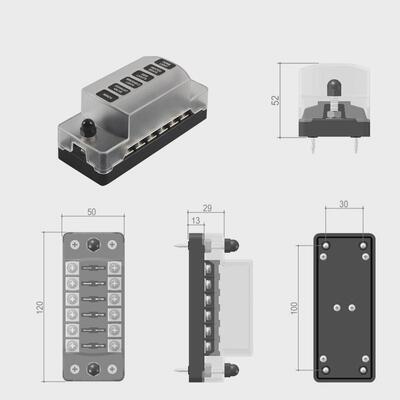 船舶atc6路保险丝盒1进6路带负极无灯ato或配件螺丝接线端子