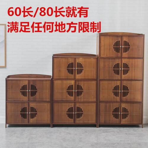 热销8v客厅储物柜创意书架置物架落地书柜收纳架多功能楠竹中式组