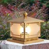 中式 全铜柱头灯庭院灯大门灯花园别墅户外防水围墙门柱灯室外灯具