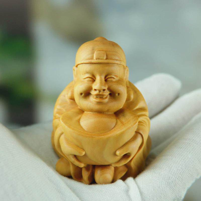 黄杨木雕手把件人物q版土财神茶宠家居汽车摆件圆雕工艺品装饰品