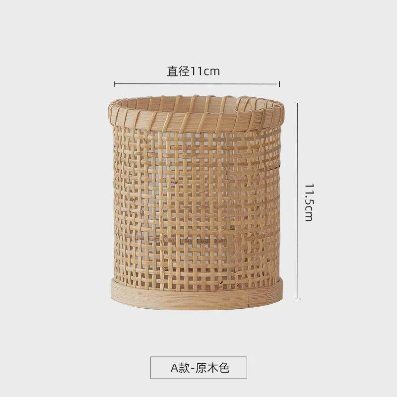 9qxc复古藤编编织笔筒笔桶桌面文具梳子化妆办公室书房收纳篮筐小