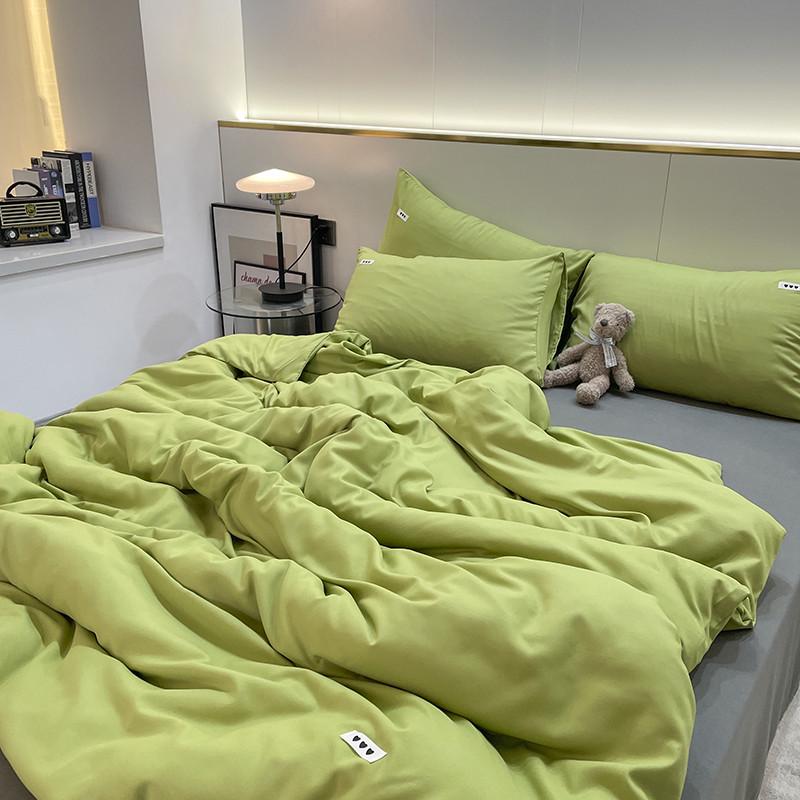 gz6mins春天简约纯色四件套1.8床上用品被罩男女学生宿舍水洗棉三