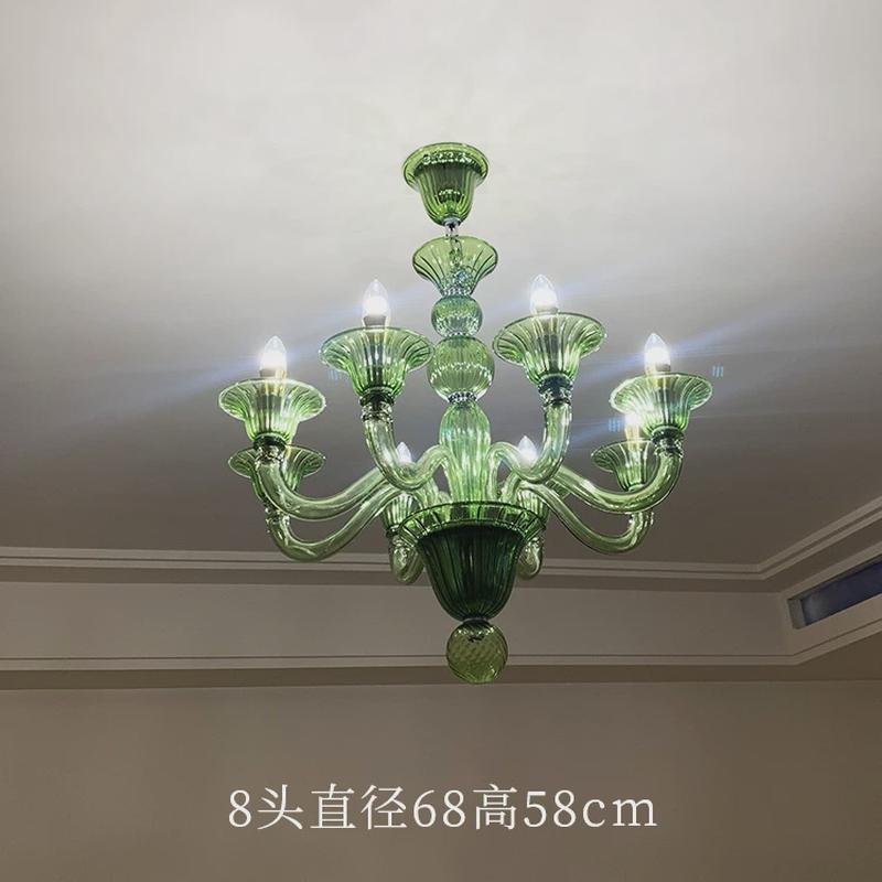 法式优雅绿色玻璃蜡烛吊灯复美式轻奢设计师款客厅复古卧室餐厅灯