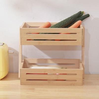 现货收纳篮多层蔬菜水果竹制厨房台面置物架多层桌面收纳储物层架