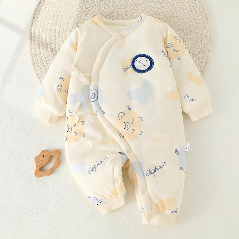 婴儿秋冬衣服A类纯棉宝宝外出爬爬服哈衣120g纯棉婴儿连体衣代发
