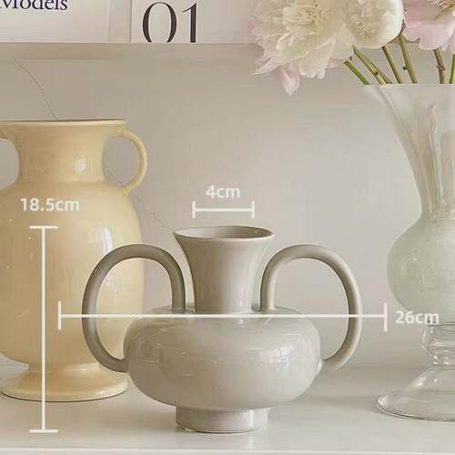 法式复古奶油陶瓷花瓶摆件风高级感小众家居客厅插花装饰品黑色