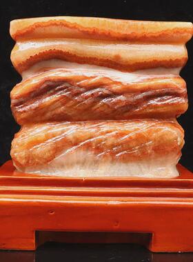 猪肉柳州然石天石腊肉肉红烧肉广西五花肉摆件13*13*6cm2902g