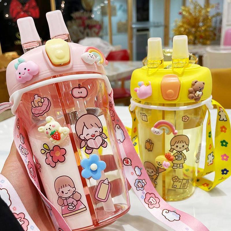 430ML Cute Childrens Double Drinking Water Bottle with Stra