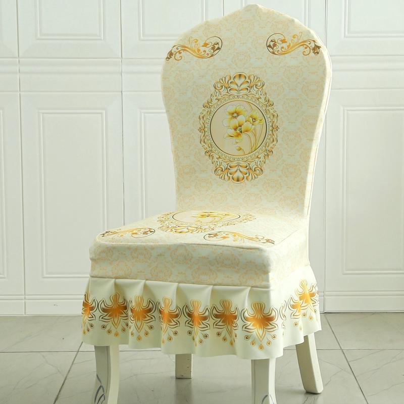 6b762024加厚欧式椅子套罩通用坐垫靠背一体弧形美式家餐桌板