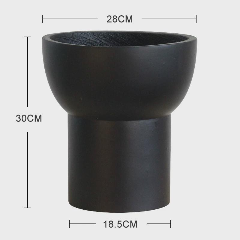 北欧创意落地水泥花盆黑色异形绿植ins盆栽日式高脚陶盆套盆大号