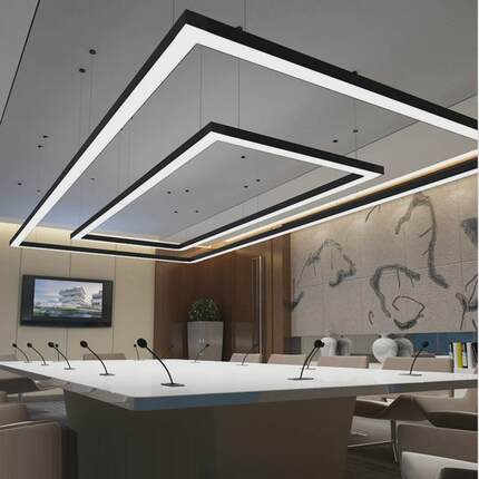 无缝拼接方形长条吊灯LED健身房商场超市会议办公室商用吊线灯