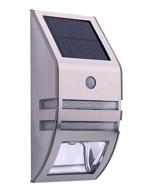 0451银色供应太阳能2led不锈钢过道灯人体感应壁灯楼梯灯pir