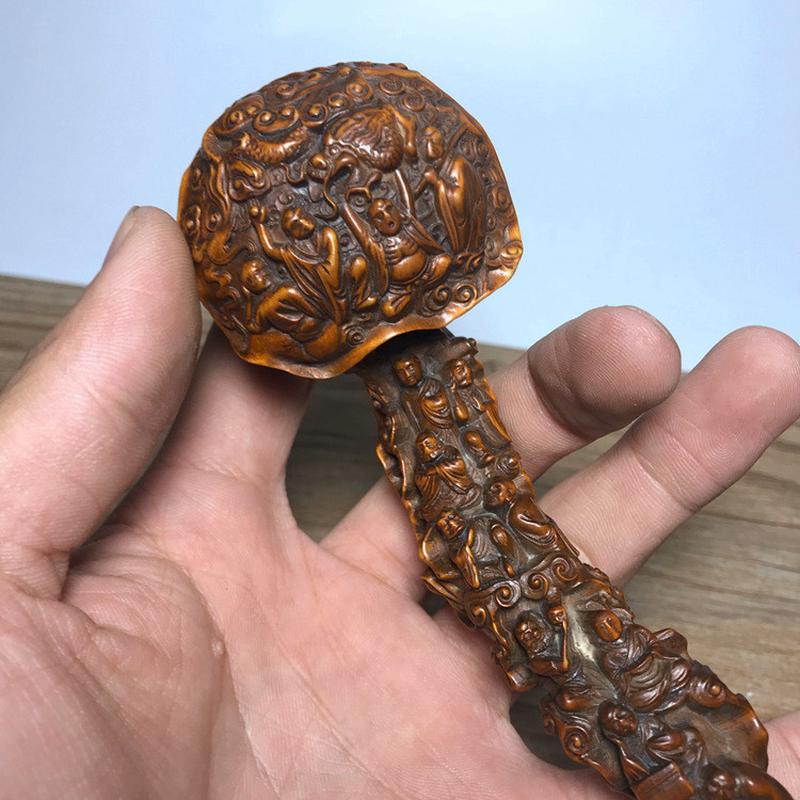 古玩杂项木雕木黄杨木十八罗汉如意老艺摆件古董文玩老物件收藏品