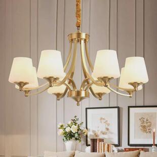 全铜美式 吊灯客厅灯轻奢简约现代餐厅简美卧室复古大气led灯具