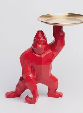 树脂工艺品托盘创意家居装饰金刚大猩猩摆件收纳现代简约动物摆设