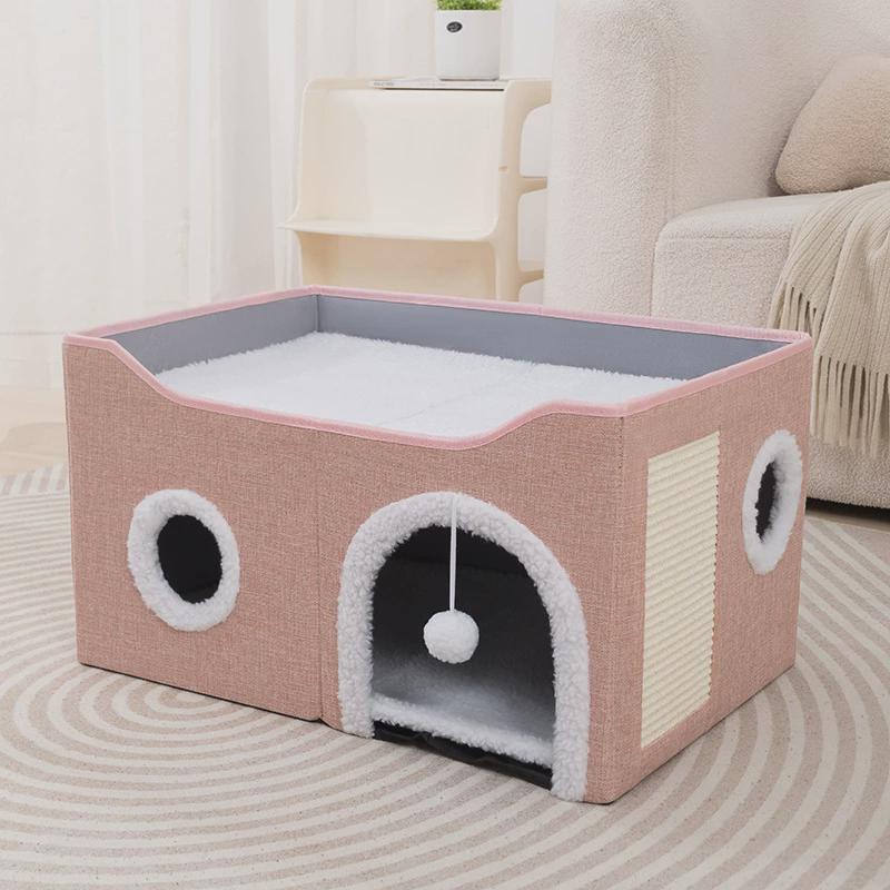 可折叠半封闭式猫爬架猫屋猫抓板猫窝一体剑麻猫窝四季通用