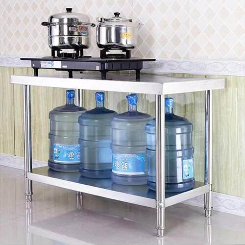 zq厨房不锈钢置物架直角双层工作台家用多功能菜板打荷台切菜灶台