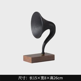 酒柜复古留声机摆件客厅玄关美式电视柜轻奢高端音乐艺术装饰品