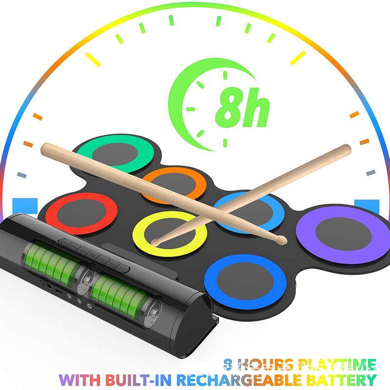 打击电子彩虹架子鼓成人儿童初学者入门便携式电鼓练手卷电子鼓