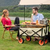 原始人户外露营推车可折叠四轮小推车野餐车营地拖车桌板拉杆拉车