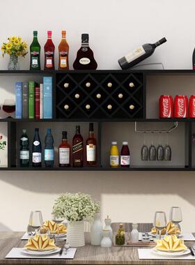 xyt批发简约墙上吊柜酒架悬挂壁挂格子餐厅圆角实木红酒柜墙壁吧