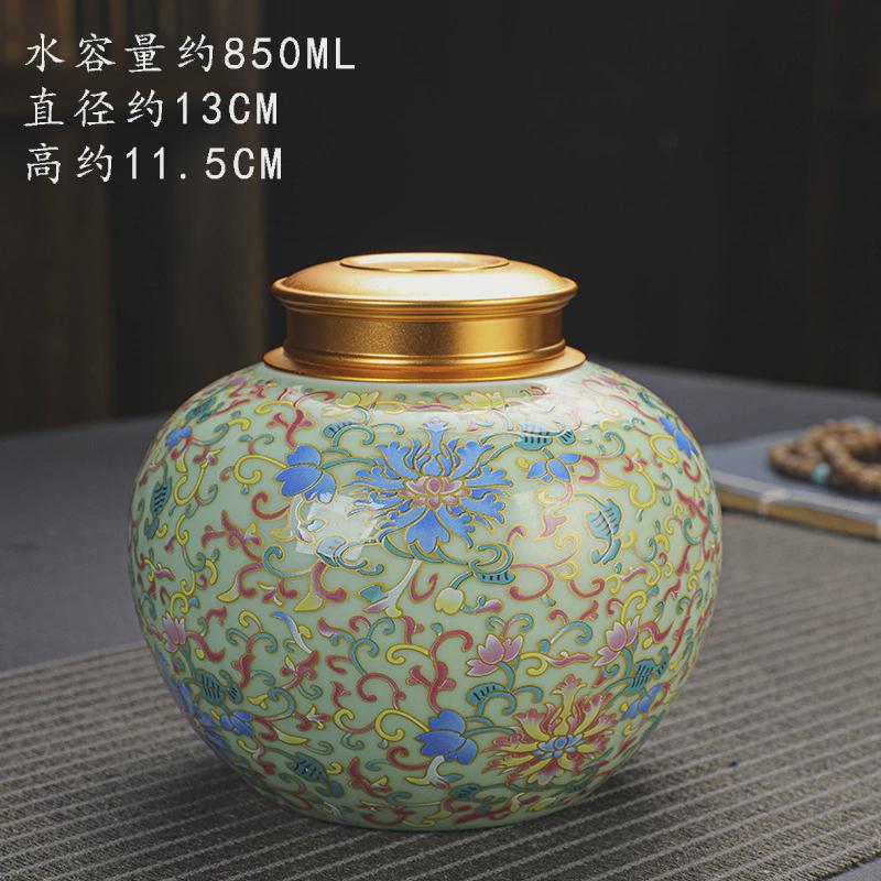 陶瓷茶叶罐螺旋盖金属陶瓷罐家用密封罐珐琅彩储茶罐礼品logo印字